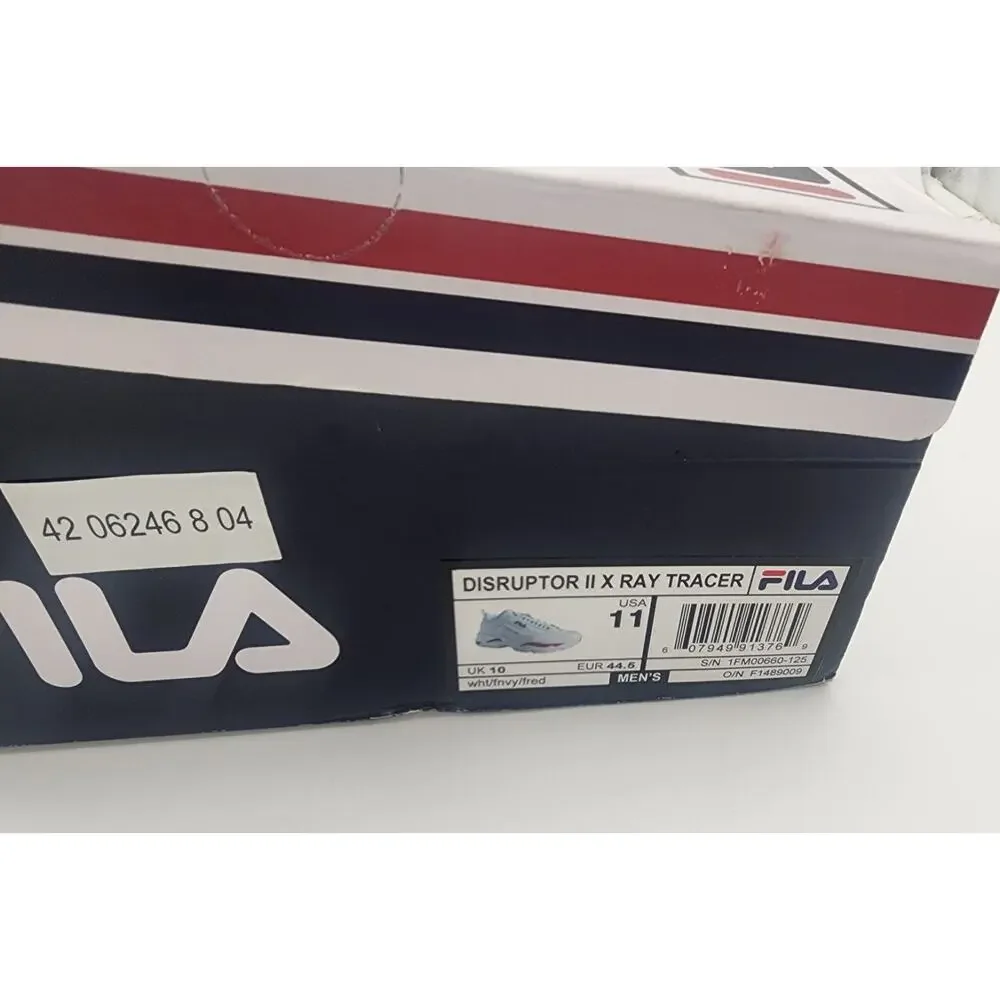Fila Men's Ray Tracer Sneaker Shoes 1RM00661-125 White/Navy/Red Size US 11
